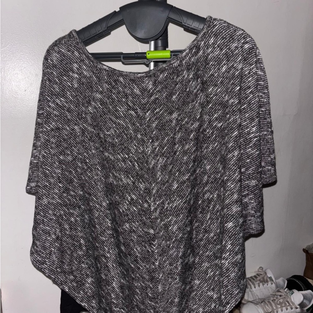 Alyx Black and White Poncho Sweater with Hood